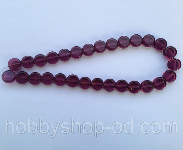 Бусина Таблетка колір виноградний 12 мм, фото 1
