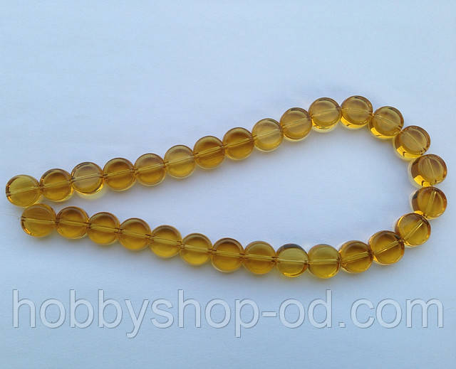 Бусина Таблетка колір бурштиновий 12 мм, фото 1