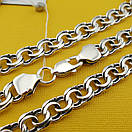 Широка срібна цепочка чоловіча плоский Бісмарк ширина 8 мм 60 см, фото 5