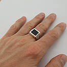 Чоловічі срібні перстні з чорним каменем. Кольца чоловічі з оніксом і золотом 20 розмір, фото 10