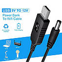 Перетворювач напруги 5 В-12 В USB — 5.5x2.1. Кабель перехідник для Wi Fi-роутера, відеокамер 12 В., фото 4