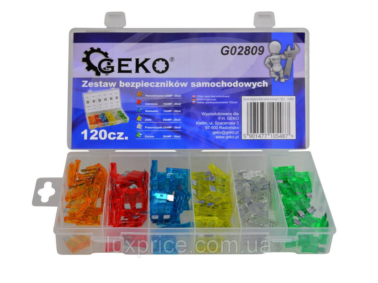 Набір запобіжників автомобільних 120шт.(G02809) GEKO    Luxprice