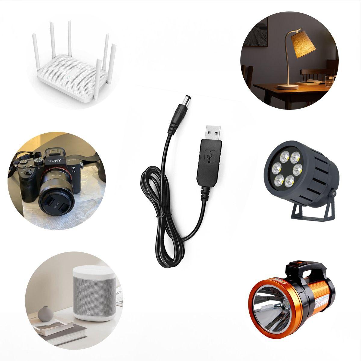 Перетворювач напруги 5 В-12 В USB — 5.5x2.1. Кабель перехідник для Wi Fi-роутера, відеокамер 12 В.