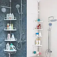 Полиця кутова 4 яруси з тримачем для рушників у ванну кімнату Multi Corner Shelf