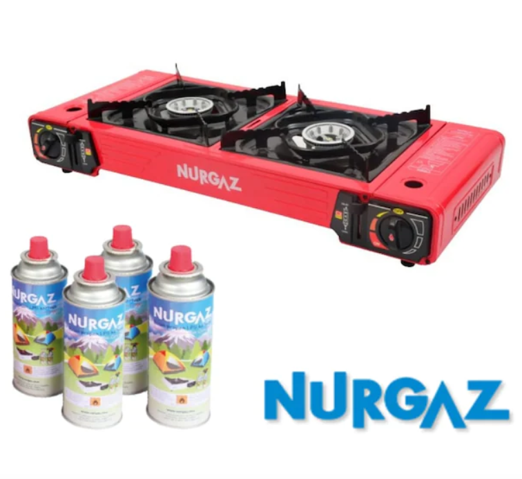 Газова плита Nurgaz NG-502+ п'єзоподжиг | Туристична плита 2-х комфорочна
