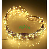 Гірлянда на батарейках 5 м 50 LED світлодіодна нитка крапля роси Теплий Білий (1516123), фото 2