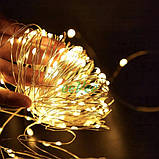 Гірлянда на батарейках 5 м 50 LED світлодіодна нитка крапля роси Теплий Білий (1516123), фото 3