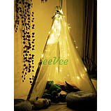 Гірлянда на батарейках 5 м 50 LED світлодіодна нитка крапля роси Теплий Білий (1516123), фото 6