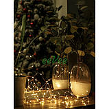 Гірлянда на батарейках 5 м 50 LED світлодіодна нитка крапля роси Теплий Білий (1516123), фото 9