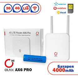 4G GSM WiFi маршрутизатор роутер Olax AX6 Pro з акумуляторною батареєю 4000 мА·год