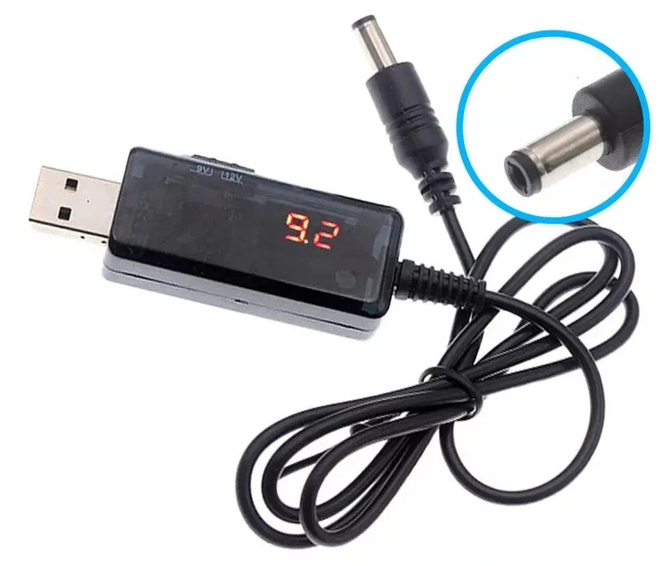 USB перетворювач кабель живлення DC 9v та 12v 5.5x2.1 перехідник 3.5х1.35 для роутера модему від Powerbank