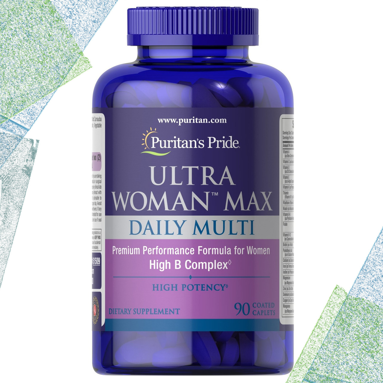 Вітаміни для жінок Puritan's Pride ULTRA WOMAN MAX Daily Multi 90 таблеток (каплетс), фото 1