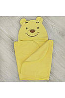 Уголок-пеленка детская с вышивкой ВИННИ, махра светло-желтая топ Крохатушка