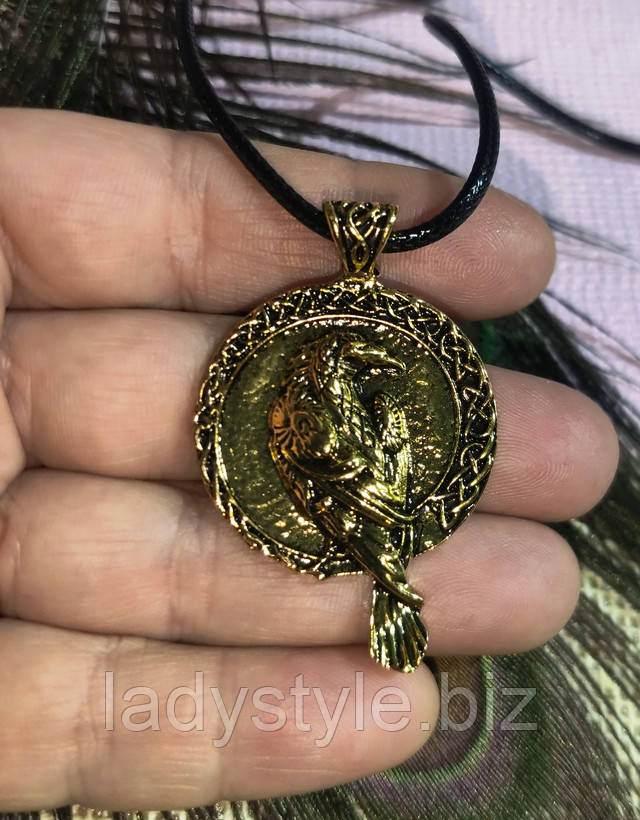 кулон с вороном на шнуре от студии LadyStyle.Biz серьги кольца купить фианиты подарок украшения юбилей новый год