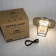 Світильник в стилі Loft (Ретро) на акумуляторі 18650 USB Type-C, стильний кемпінговий світлодіодний ліхтар, фото 5