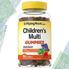 Вітаміни для дітей Piping Rock children's Multi Gummies Фруктовий смак 80 жувальних цукерок з 1 року