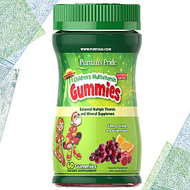 Вітаміни для дітей Puritan's Pride children's Multivitamin Cherry, Orange and Grape 60 жувальних цукерок 2+