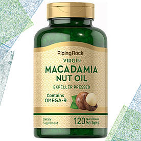 Макадамія горіх Piping Rock Macadamia Nut Oil contains Omega-9 (з Омегой-9) 120 гелевих капсул