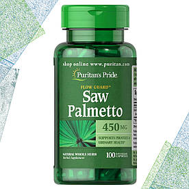 Для простати Puritan's Pride Saw Palmetto 450 мг 100 капсул