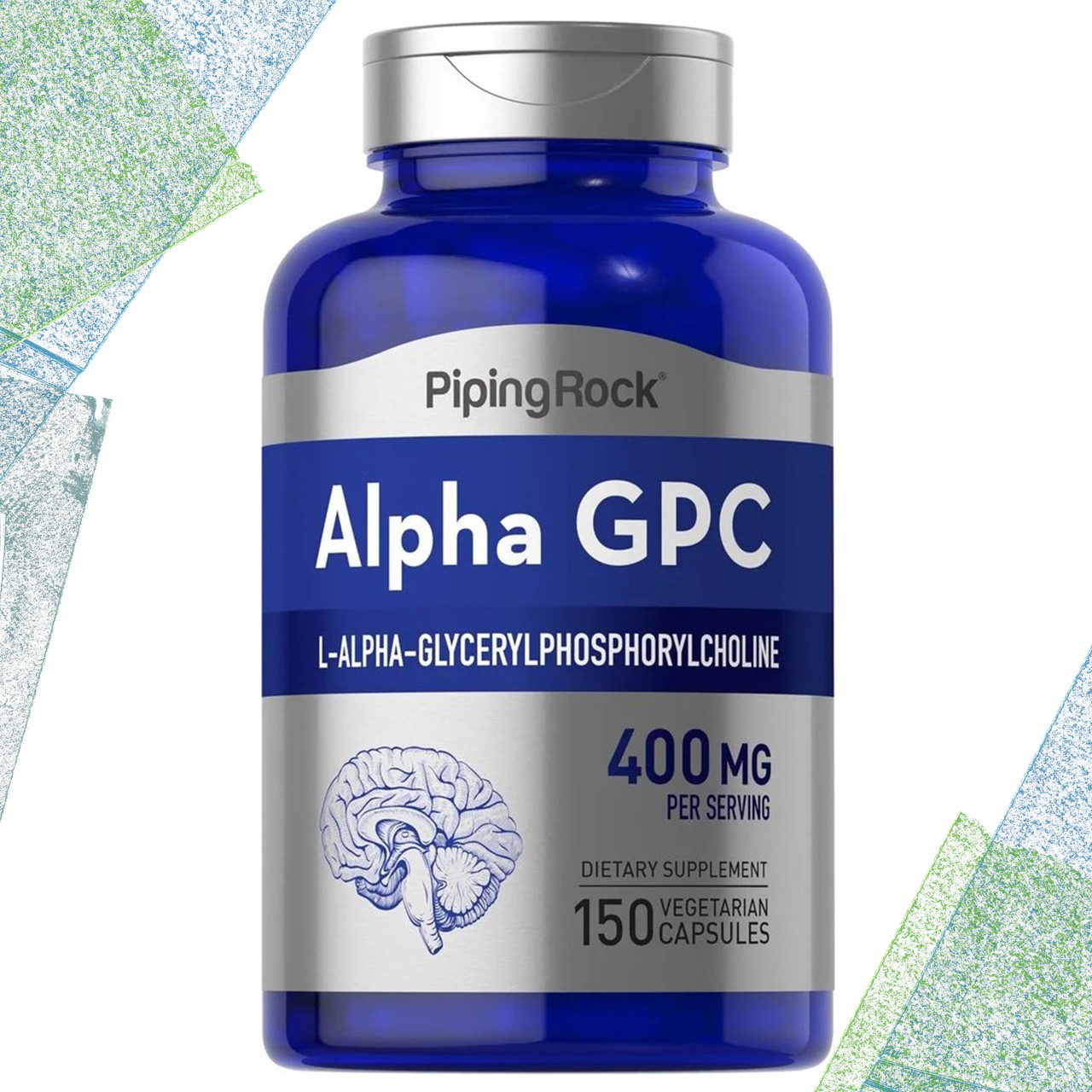 Для мозку, при стресах Piping Rock Alpha GPC 400 мг на порцію 150 вегетаріанських капсул