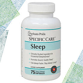 Для сну Puritan's Pride Specific Care Sleep (Мелатонін 10 мг + Л-теанін 100 мг) 75 капсул