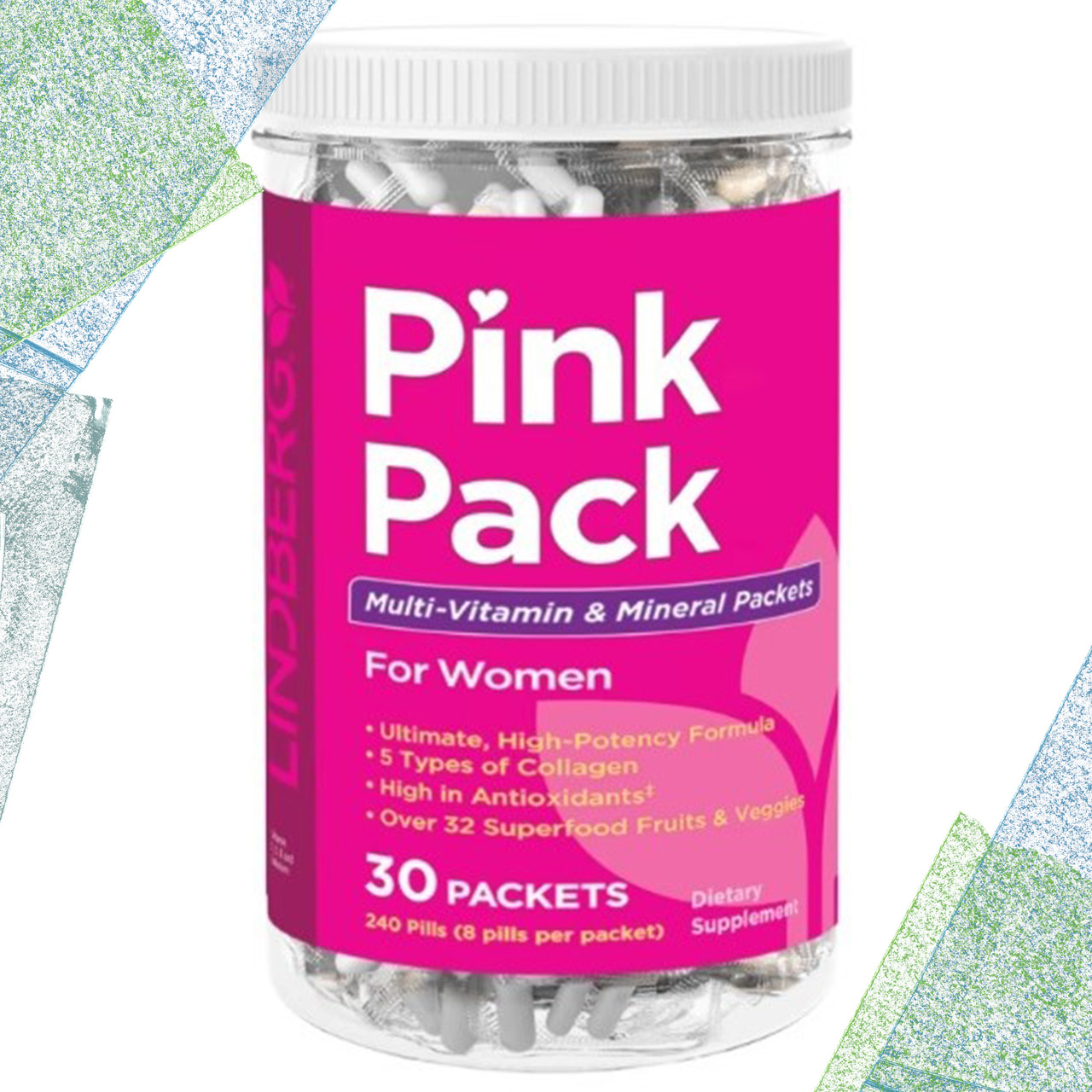 Вітаміни для жінок Lindberg Pink for Women Multi-Vitamin & Mineral 30 пакетиків (240 капсул), фото 1