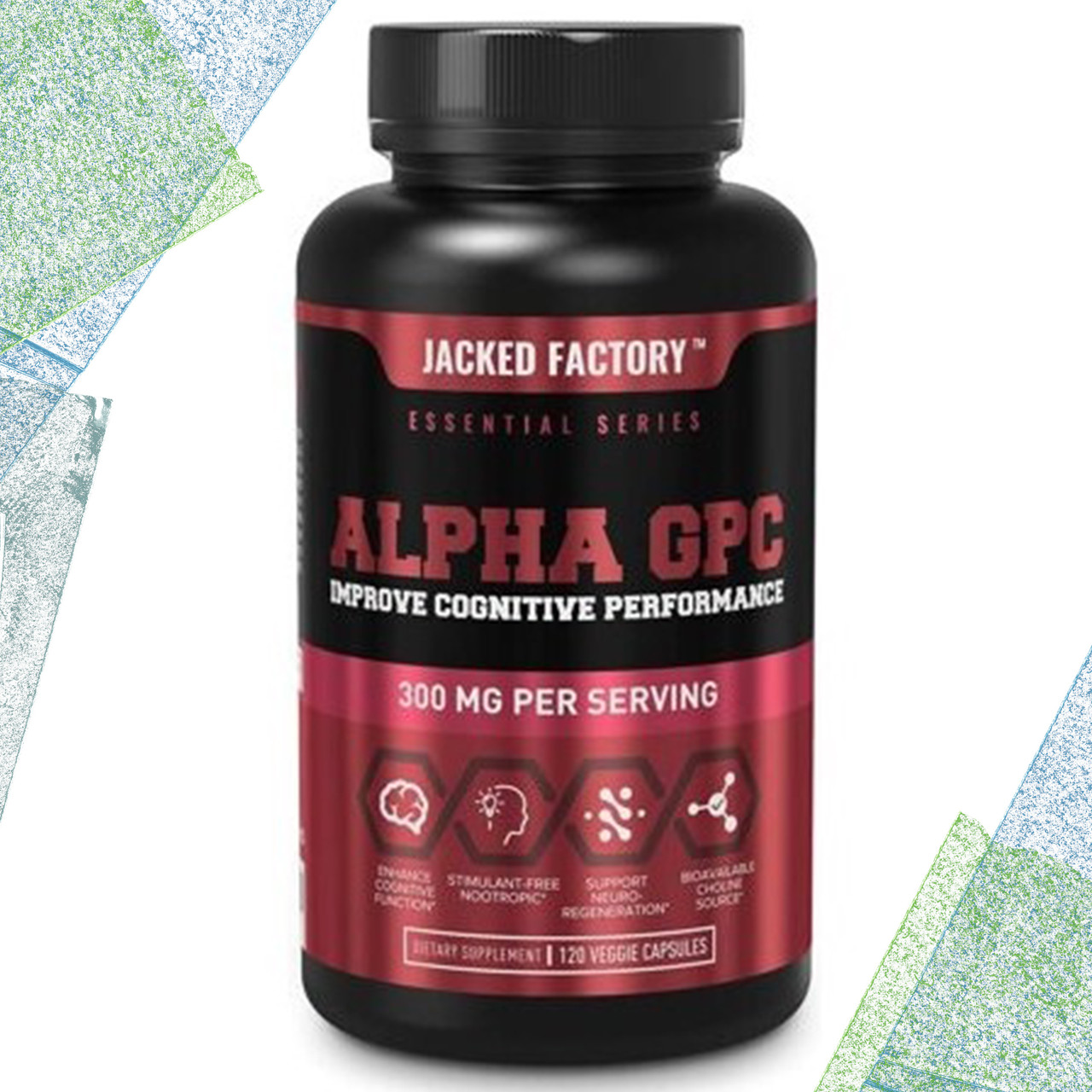 Для мозку, при стресах Jacked Factory Alpha GPC 300 мг на порцію 120 вегетаріанських капсул