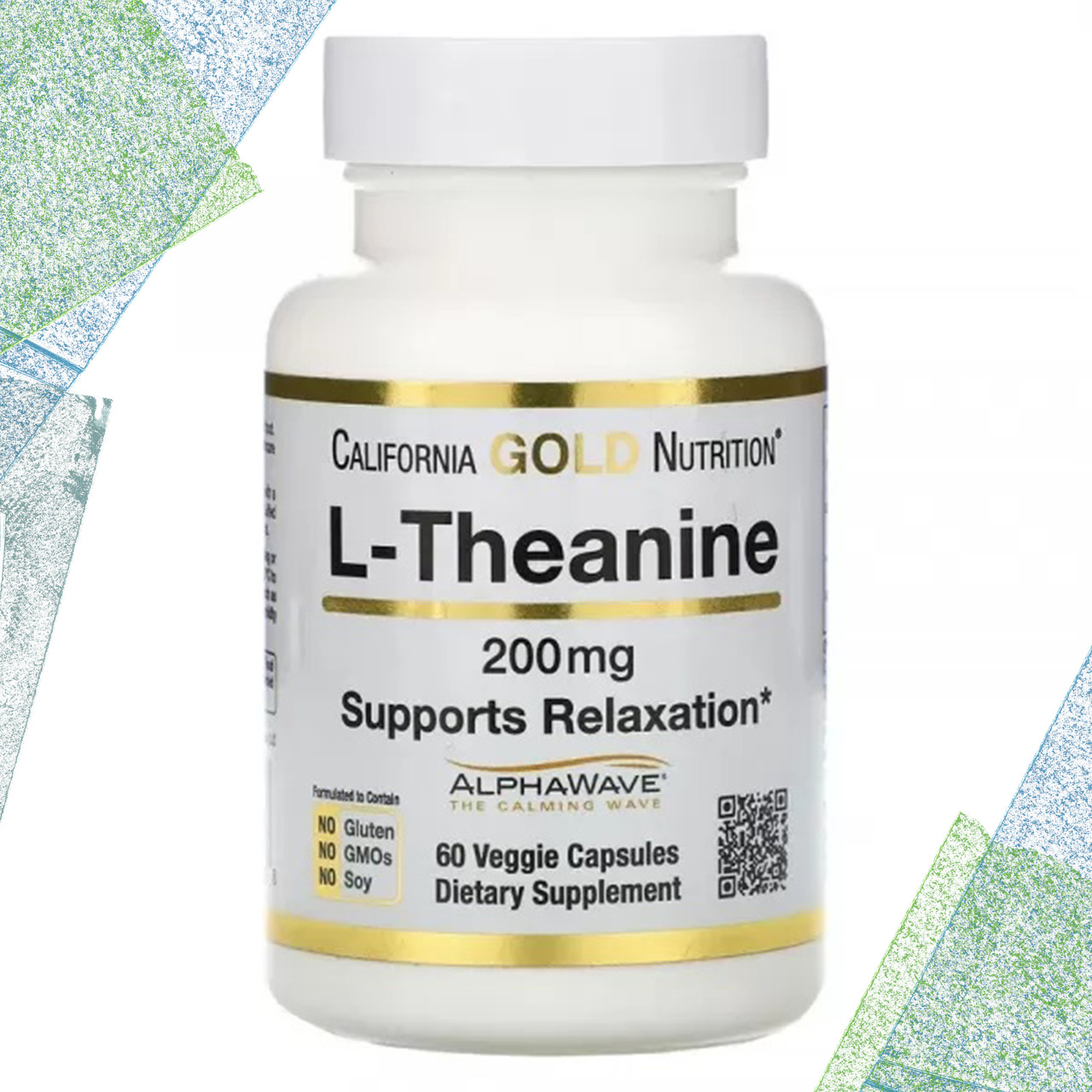Л-Теанін California Gold Nutrition L-Theanine 200 мг 60 вегетаріанських капсул