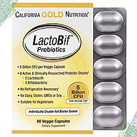 Пробиотик California Gold Nutrition LactoBif Probiotic 5 billion CFU 60 вегетарианских капсул