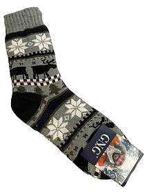 Теплі шкарпетки сірого кольору на овечій вовні "Оленятка"