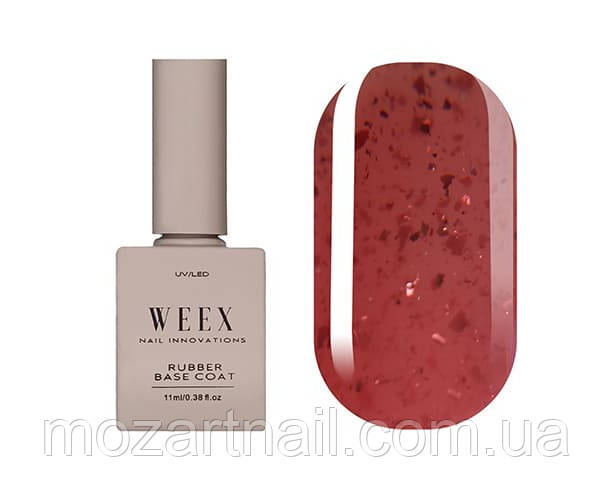 Камуфлююча база Weex Potal Rubber Base 107 (ніжний світло-рожевий з поталлю), 11ml