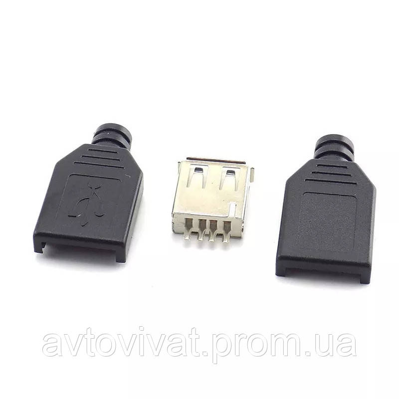 Купить Коннектор USB Type A гнездо с кожухом ЮСБ мама разборное тип А ...