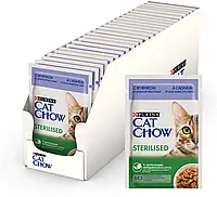 Cat Chow Sterilised С ягненком и зеленой фасолью влажный корм для стерилизованных кошек консерва пауч 26*85 гр