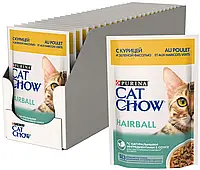 Cat Chow Hairball С курицей и зеленой фасолью влажный корм для кошек консерва пауч 26*85 гр