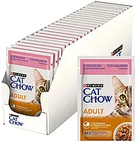 Cat Chow Adult С лососем и зеленым горошком в желе влажный корм для кошек консерва пауч 26*85 гр