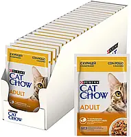 Cat Chow Adult С курицей и кабачками в желе влажный корм для кошек консерва пауч 26*85 гр