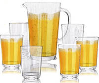 Набор для напитков Oakley 6 стаканов 400мл и графин 1.6л прозрачное стекло с граненными стенками