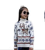 Новорічний вовняний светр на дівчаток 6,7,8,9,10 років