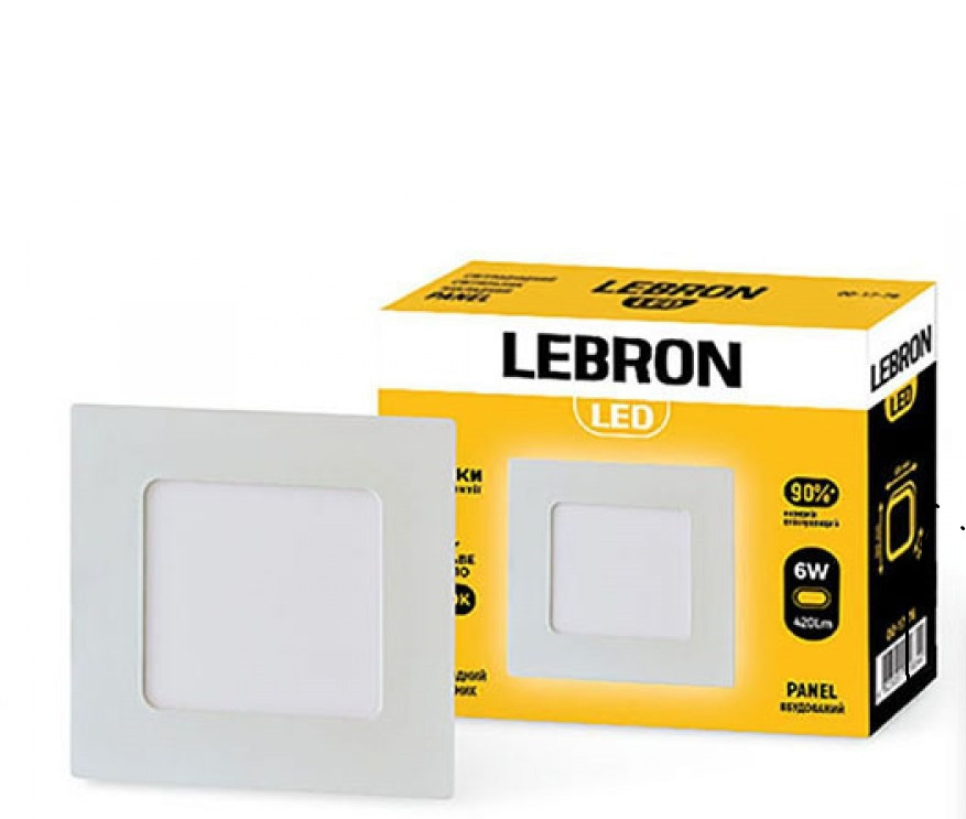 LED-св-к 12-10-34, вбудів., 6W, 4100 K, 420LM, УГОЛ 120 ° Арт.39292 Lebron