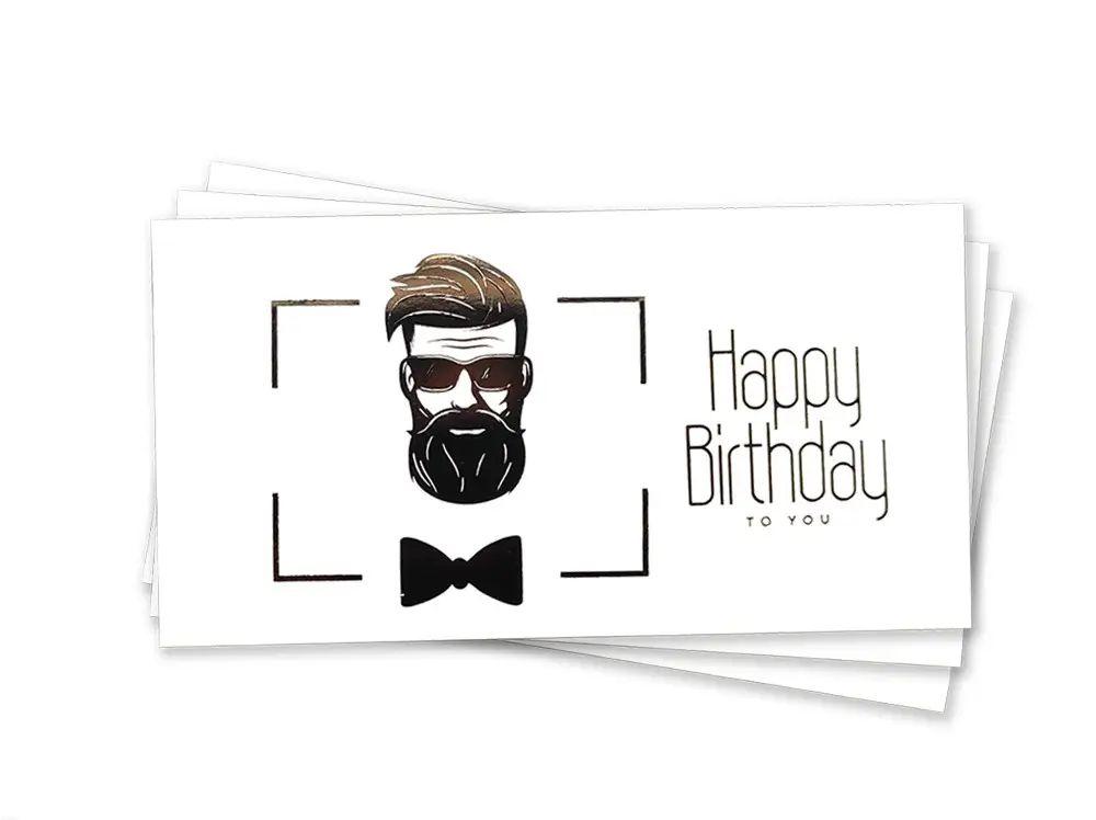 Паперовий конверт на гроші білий "Happy Birthday" чорне тиснення 1шт.