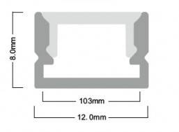 Профіль для світлодіодної стрічки 12х8 мм 3 метри (планки по 3 метри)