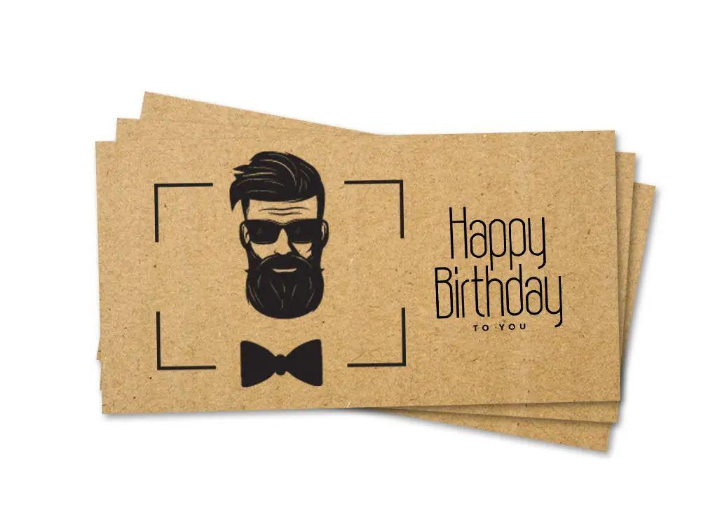 Паперовий конверт на гроші крафтовий "Happy Birthday" чорне тиснення 1шт.