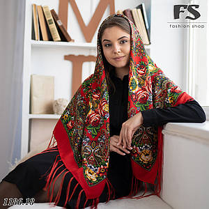 Класична червона народна хустина Осіннє танго