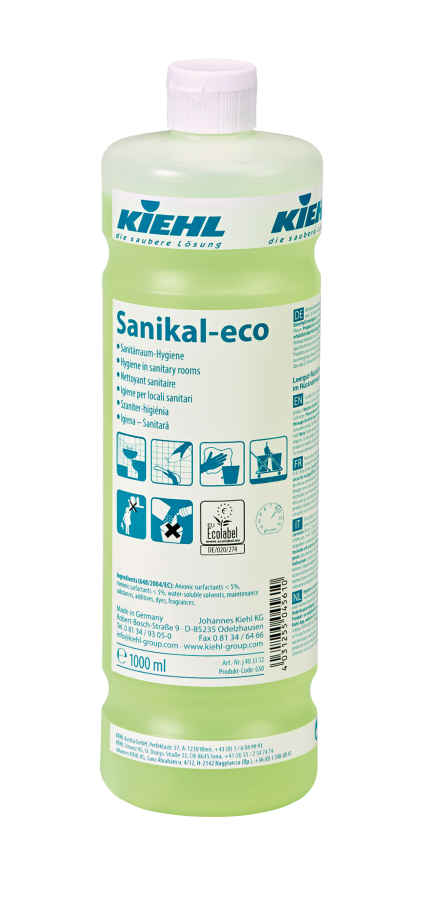 Лужний засіб для прибирання санітарних приміщень Sanikal-eco, 1 л, Kiehl