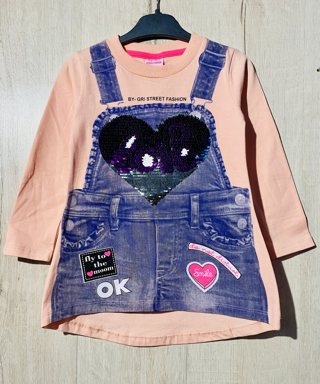 Туніка для дівчинки утеплена By-Gri 16770 122 см Персиковий