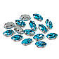 Стрази в оправі пришивні Човник 5х10 мм Блакитний 10 шт., фото 3
