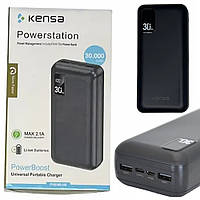 Повербанк Power Bank Kensa KP-52 30000mAh черный цвет, внешний аккумулятор 30000 мАч с дисплеем