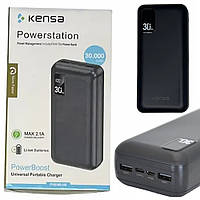 Повербанк Power Bank Kensa KP-52 30000mAh Black, зовнішній акумулятор 30000 мАч з дисплеєм