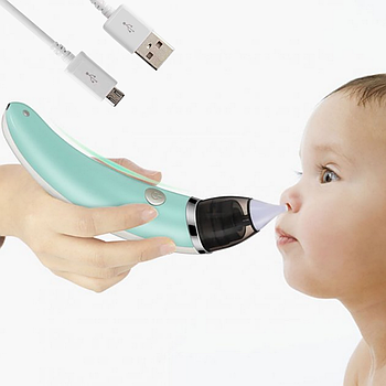 Електричний аспіратор носовий USB, NASAL ASPIRATOR, Зелений / Аспіратор дитячий акумуляторний / Очисник носа