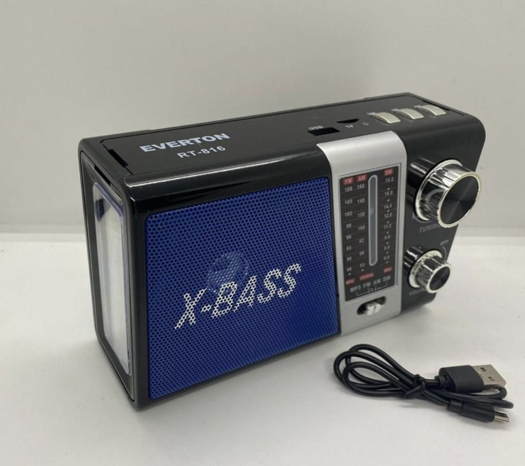 Радіоприймач із ліхтарем, USB, BT EVERTON RT-816, фото 1